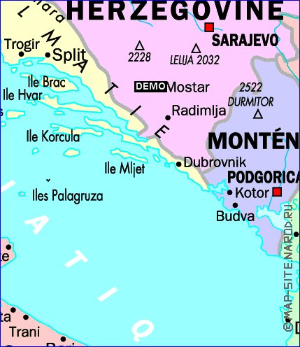 Administrativa mapa de Servia em frances