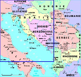 Administrativa mapa de Servia em frances