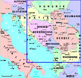 Administrativa mapa de Servia em frances