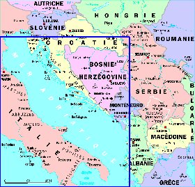 Administrativa mapa de Servia em frances