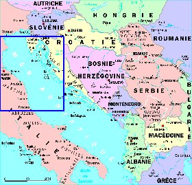 Administrativa mapa de Servia em frances