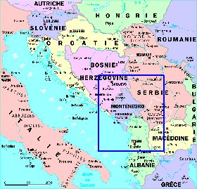 Administrativa mapa de Servia em frances