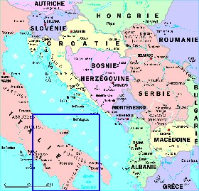 Administrativa mapa de Servia em frances