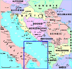 Administrativa mapa de Servia em frances