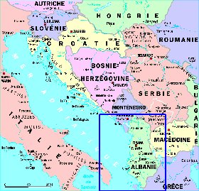 Administrativa mapa de Servia em frances