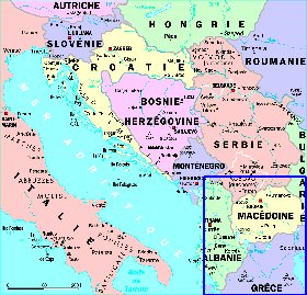 Administrativa mapa de Servia em frances