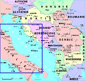 Administrativa mapa de Servia em frances