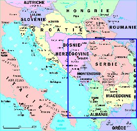 Administrativa mapa de Servia em frances