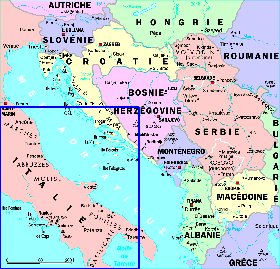 Administrativa mapa de Servia em frances