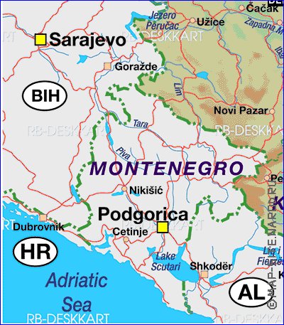 Administrativa mapa de Servia em alemao