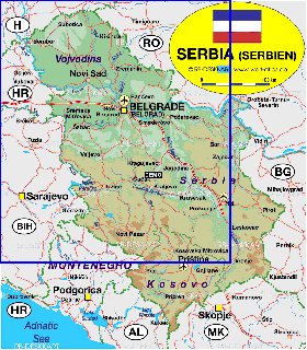 Administrativa mapa de Servia em alemao