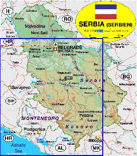 Administrativa mapa de Servia em alemao