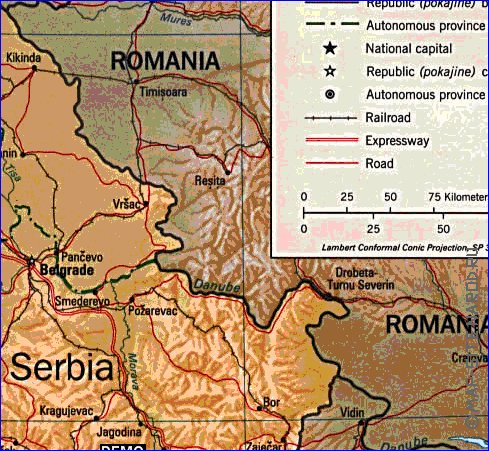 Administratives carte de Serbie