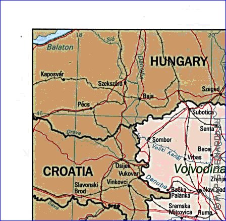 carte de Serbie en anglais