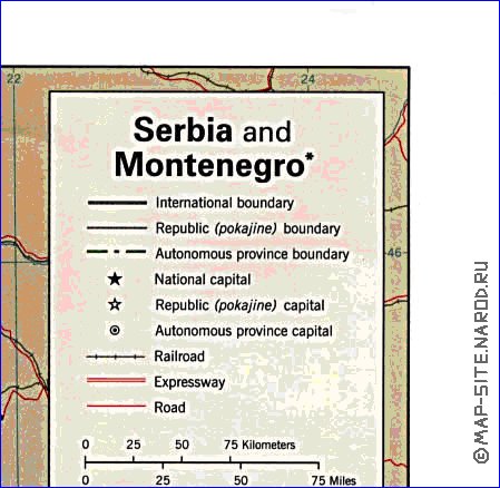 mapa de Servia em ingles