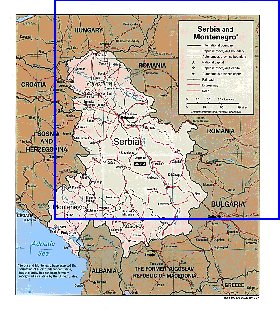 mapa de Servia em ingles