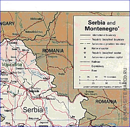 mapa de Servia em ingles