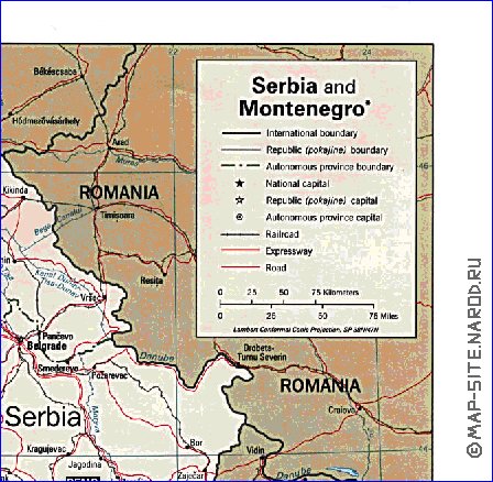 mapa de Servia em ingles