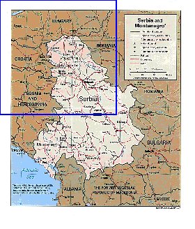 carte de Serbie en anglais