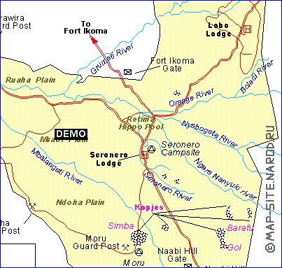 carte de Parc national du Serengeti
