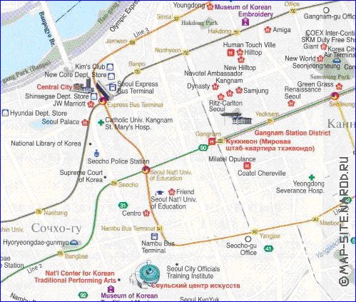 mapa de Seul em ingles