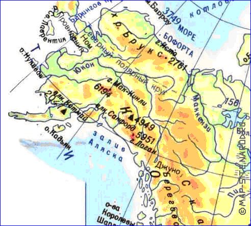 Fisica mapa de America do Norte