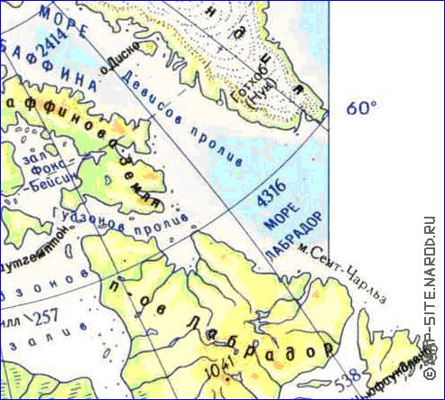 Physique carte de Amerique du Nord