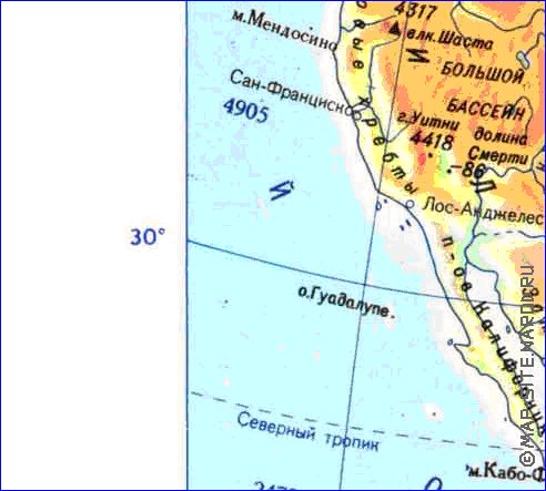 Physique carte de Amerique du Nord