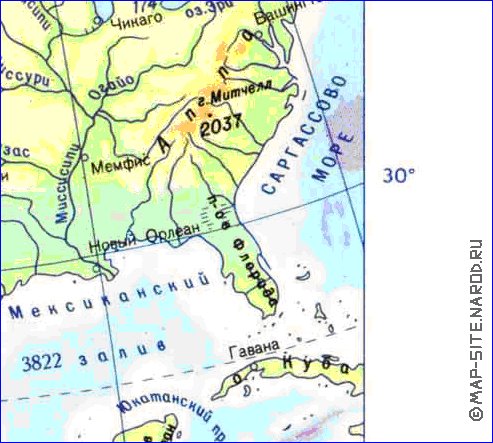 Physique carte de Amerique du Nord