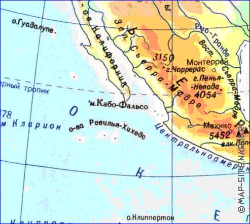 Physique carte de Amerique du Nord