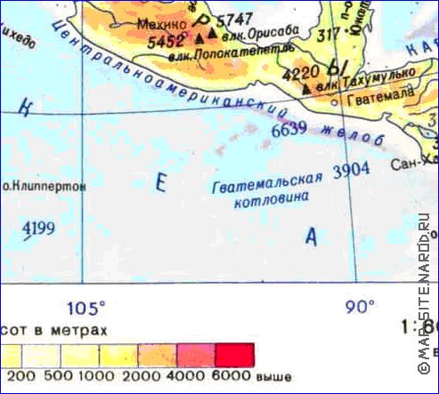 Fisica mapa de America do Norte