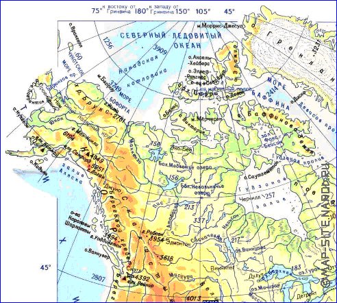 Fisica mapa de America do Norte