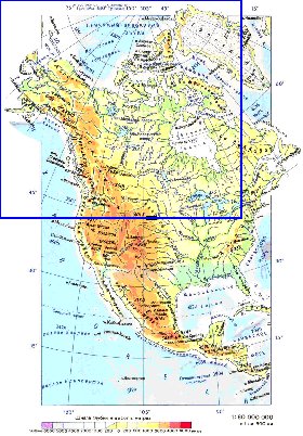 Fisica mapa de America do Norte