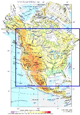 Fisica mapa de America do Norte