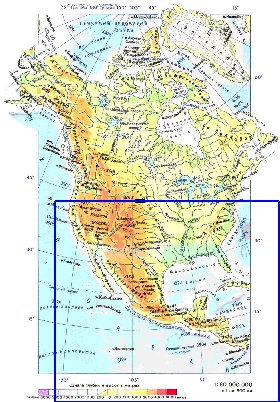 Fisica mapa de America do Norte