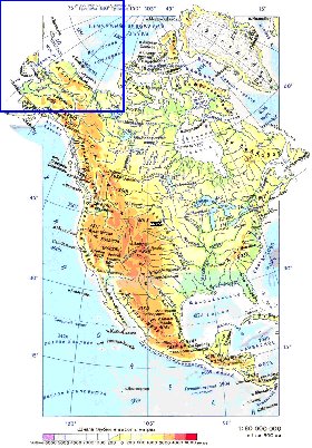 Fisica mapa de America do Norte