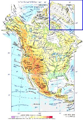 Physique carte de Amerique du Nord