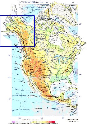 Fisica mapa de America do Norte