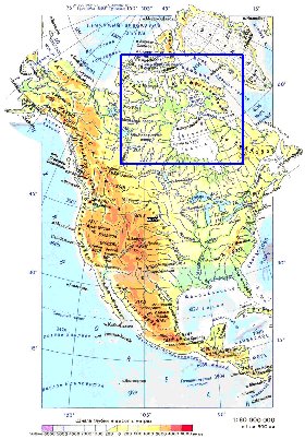 Physique carte de Amerique du Nord
