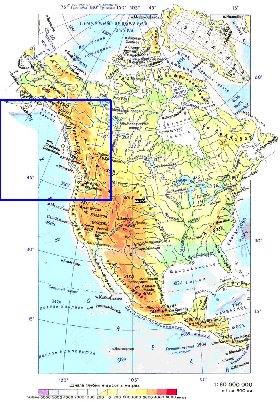 Physique carte de Amerique du Nord