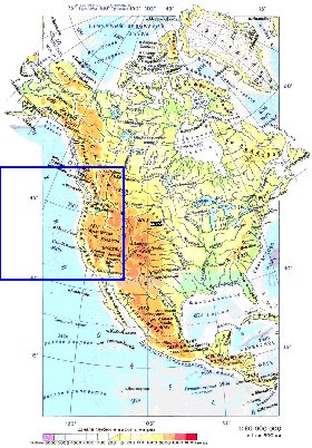 Physique carte de Amerique du Nord