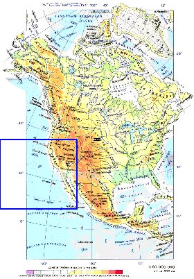 Physique carte de Amerique du Nord