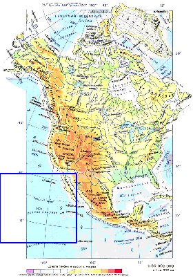 Physique carte de Amerique du Nord