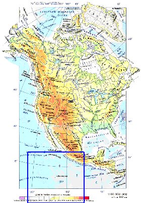 Fisica mapa de America do Norte