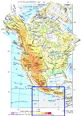 Fisica mapa de America do Norte