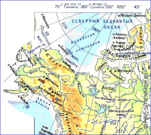 Fisica mapa de America do Norte