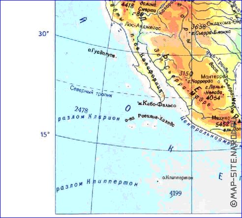 Physique carte de Amerique du Nord