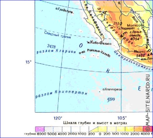 Physique carte de Amerique du Nord