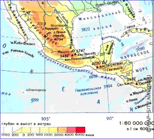 Fisica mapa de America do Norte