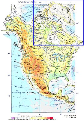 Fisica mapa de America do Norte